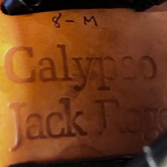 Jack Rogers Calypso Black Whipstitch Leather T-strap Sandals Size 8 - Picture 4 of 8